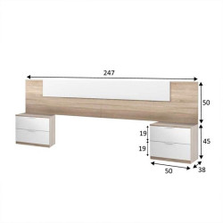 CABECERO 2 MESITAS 2 CAJONES 95X247X38CM RCANADIAN BLARTIK MOMI