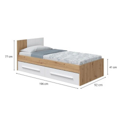 CAMA CON CABEZAL JUVENIL 2 CAJONES 77X196X92CM R NODI BL ARTIK MOMI