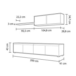 MODULO SALON TV 43X200X41CM BL ARTIK R CANADIAN MOMI