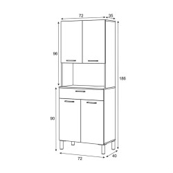 MUEBLE AUXILIAR COCINA 4P 1CAJON 186X72X40CM BLARTIK RCANADIAN MOMI
