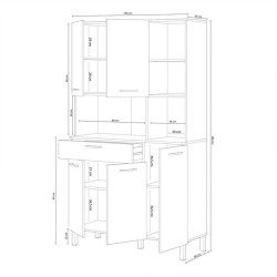 MUEBLE AUXILIAR COCINA 5P 1CAJON 186X108X40CM BLARTIK RCANADIAN MOMI