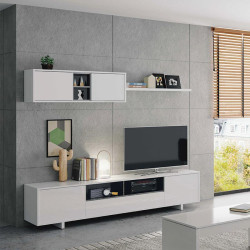 MODULO SALON TV 46X200X41CM BL BRILLO G ANTRACITA MOMI
