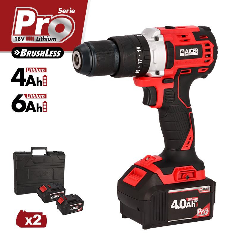 TALADRO PERCUTOR 18V SERIE PRO AICER 1X 40AH 1X 60AH