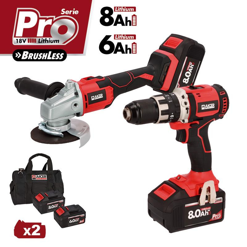 TALADRO RADIAL 18V SERIE PRO AICER 1X 60AH 1X 80AH
