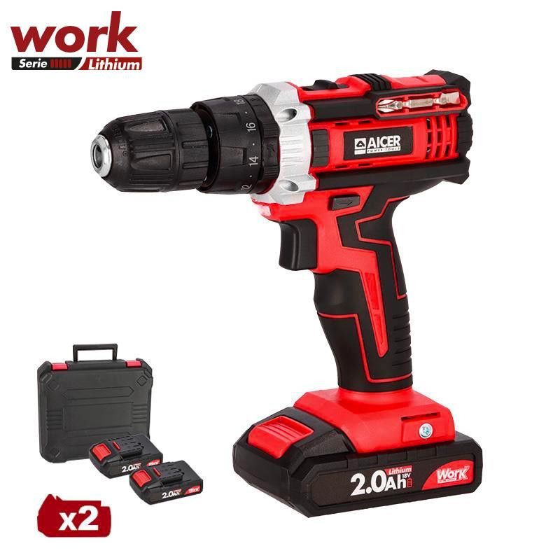 TALADRO PERCUTOR 18V SERIE WORK AICER 2X 20AH