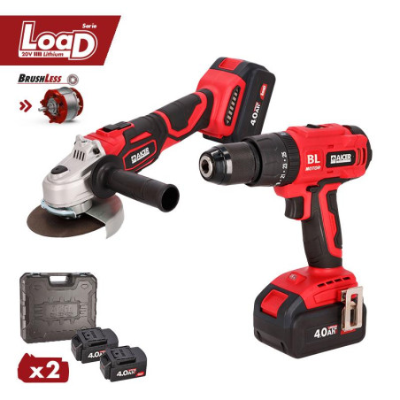 PACK TALADRO RADIAL 20V SIN ESCOBILLAS SERIE LOAD AICER 2X 40AH