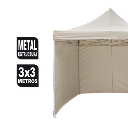 CARPA PLEGABLE METAL 3X3 METROS BEIGE C PAREDES DONNA GARDEN