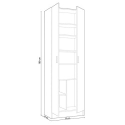 ARMARIO MULTIUSOS CON ESTANTES 2P 180X59X37CM ROBLE CANADIAN MOMI