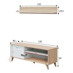 MUEBLE TV CON ESTANTE 50X135X40CM R CANADIAN BL ARTIK MOMI