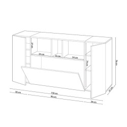 APARADOR 3 PUERTAS 76X150X41CM CEMENTO BL ARTIK MOMI