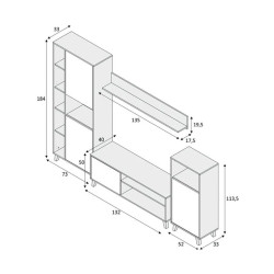 MODULO SALON TV 184X260X40CM CEMENTO BLARTIK MOMI