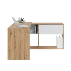 MESA ESCRITORIO ESTANTERIA 140X108X70CM ROBLE NODI BLANCO ARTIK MOMI