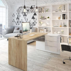 MESA ESCRITORIO CON BUC 3 CAJONES 73X145X102CM R CANADIAN BL ARTIK MOMI