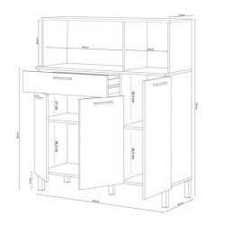 MUEBLE AUXILIAR COCINA 3P 1CAJON 126X108X40CM BLARTIK RCANADIAN MOMI