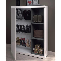 RECIBIDOR ZAPATERO 1P ESPEJO 108X79X25CM BL BRILLO GRIS CENIZA MOMI