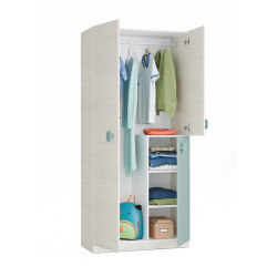 ARMARIO 3P JUVENIL 200X90X52CM BL ALPES VERDE ACQUA MOMI