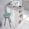 MESA ALTA COCINA BAR CON ESTANTERIA 105X103X50CM BLANCO CEMENTO MOMI