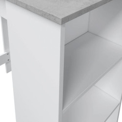 MESA ALTA COCINA BAR CON ESTANTERIA 105X103X50CM BLANCO CEMENTO MOMI