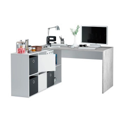 MESA ESCRITORIO CON BUC 74X136X139CM BL ARTIK CEMENTO MOMI
