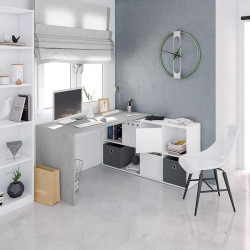MESA ESCRITORIO CON BUC 74X136X139CM BL ARTIK CEMENTO MOMI