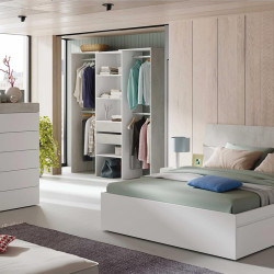 VESTIDOR ARMARIO CON ESTANTERIA 202X179X50CM BLANCO CEMENTO MOMI