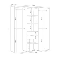 VESTIDOR ARMARIO CON ESTANTERIA 202X179X50CM BLANCO CEMENTO MOMI