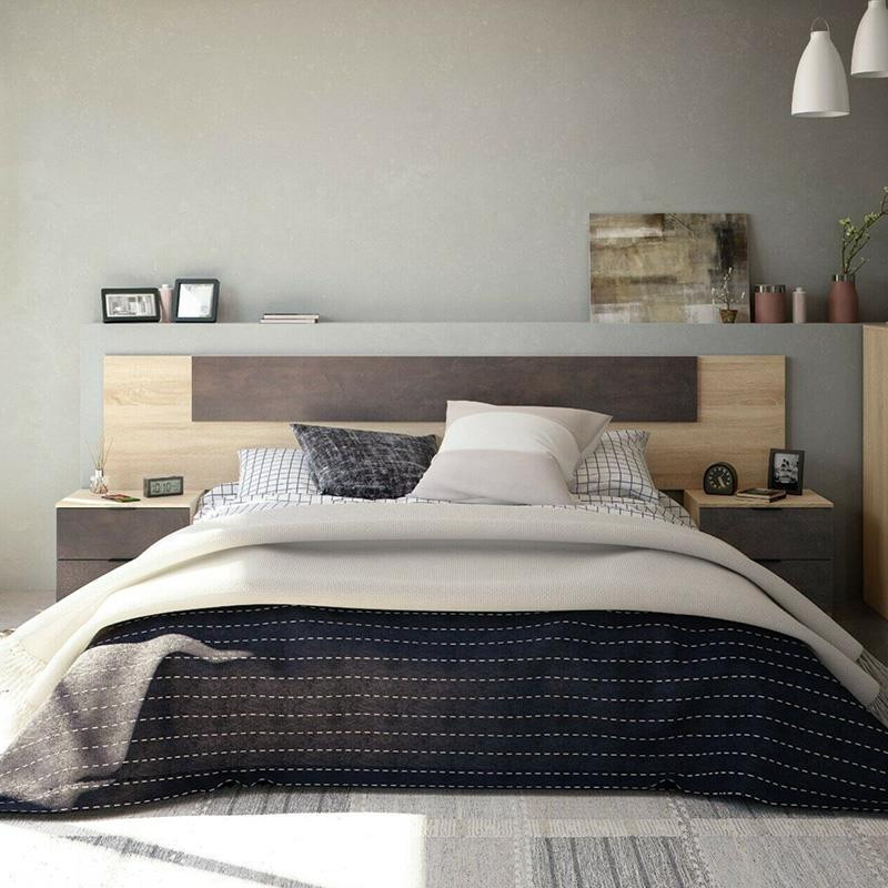 CABECERO 2 MESITAS 2 CAJONES 95X247X38CM R CANADIAN OXIDO MOMI