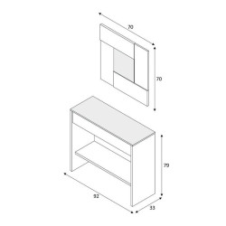 RECIBIDOR CONSOLA 1 CAJON ESPEJO 79X92X33CM R CANADIAN OXIDO MOMI