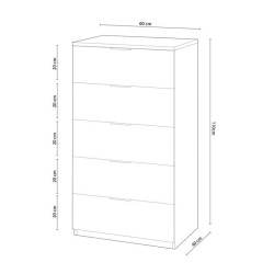 COMODA 5 CAJONES 110X60X40CM R CANADIAN OXIDO MOMI