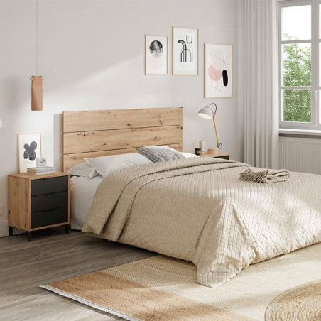CABECERO 2 MESITAS 3 CAJONES 101X200X33CM R NODI GRIS ANTRACITA MOMI
