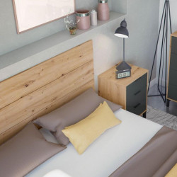 CABECERO 2 MESITAS 3 CAJONES 101X200X33CM R NODI GRIS ANTRACITA MOMI