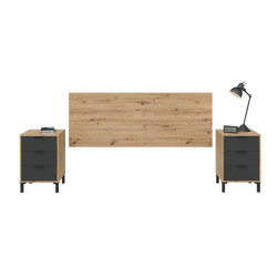 CABECERO 2 MESITAS 3 CAJONES 101X200X33CM R NODI GRIS ANTRACITA MOMI