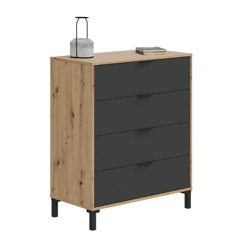 COMODA 4 CAJONES 94X78X40CM R NODI GRIS ANTRACITA MOMI