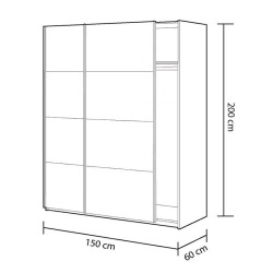 ARMARIO 2P CORREDERAS 200X150X60CM BL ARTIK CEMENTO MOMI