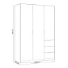 ARMARIO 3P 3CAJONES 200X135X52CM BLANCO MOMI