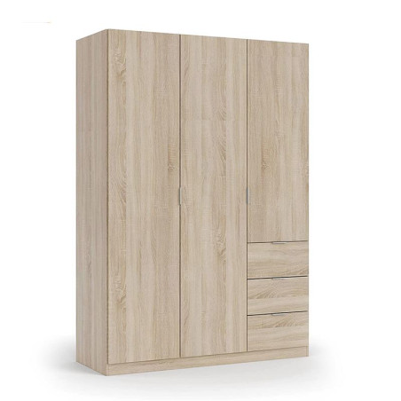 ARMARIO 3P 3CAJONES 200X135X52CM ROBLE CANADIAN MOMI