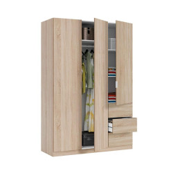 ARMARIO 3P 3CAJONES 200X135X52CM ROBLE CANADIAN MOMI