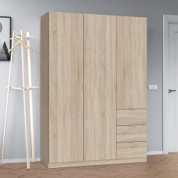 ARMARIO 3P 3CAJONES 200X135X52CM ROBLE CANADIAN MOMI