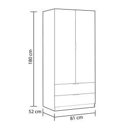 ARMARIO 2P 2CAJONES 180X81X52CM BLANCO MOMI