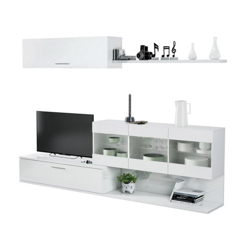 MODULO SALON TV 84X260X41CM BLANCO BRILLO MOMI
