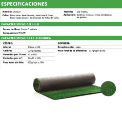 CESPED ARTIFICIAL SERIE BOREAL DONNA GARDEN 20MM 2X5MTS