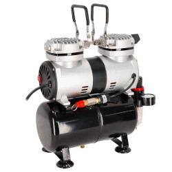 COMPRESOR DE AEROGRAFO DOBLE PISTON CON DEPOSITO FARGO TOOLS