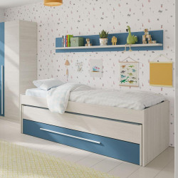 CAMA DOBLE 1 CAJON ESTANTE 65X199X96CM BL ALPES AZUL MOMI