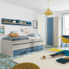 CAMA DOBLE 1 CAJON ESTANTE 65X199X96CM BL ALPES AZUL MOMI