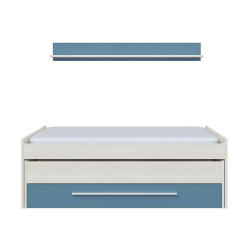 CAMA DOBLE 1 CAJON ESTANTE 65X199X96CM BL ALPES AZUL MOMI