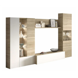 MODULO SALON TV 185X260X42CM BL BRILLO ROBLE CANADIAN MOMI