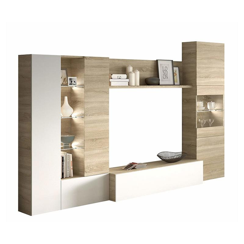 MODULO SALON TV 185X260X42CM BL BRILLO ROBLE CANADIAN MOMI
