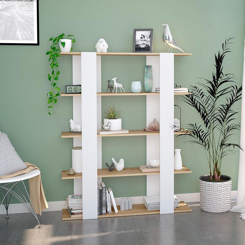 ESTANTERIA DE 5 BALDAS 136X108X28CM BLANCO ARTIK ROBLE NODI MOMI
