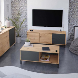 MUEBLE TV CON 2 PUERTAS 47X130X41CM GRIS ANTRACITA R NODI MOMI