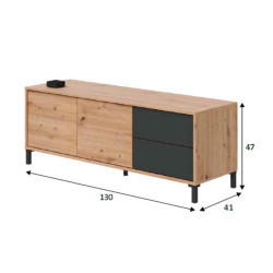 MUEBLE TV CON 2 PUERTAS 47X130X41CM GRIS ANTRACITA R NODI MOMI